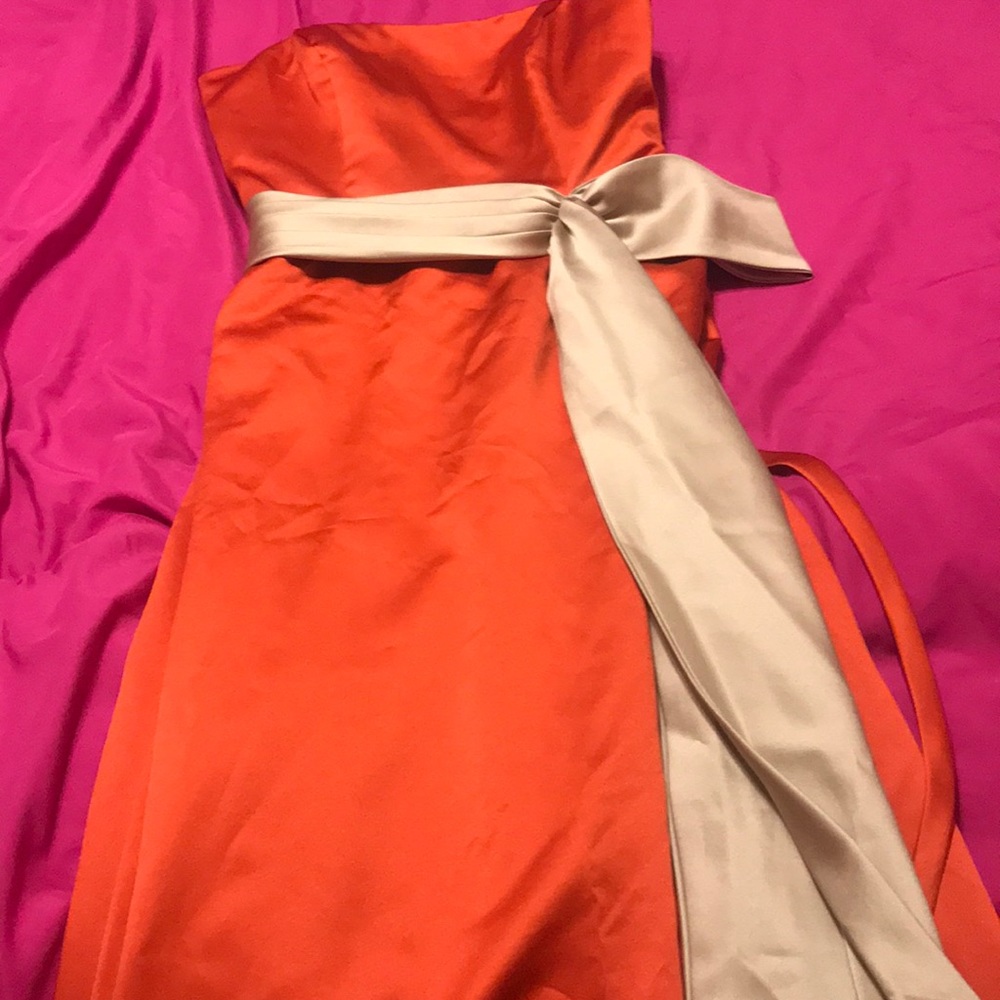 burnt orange and champagne  dress good condition!!